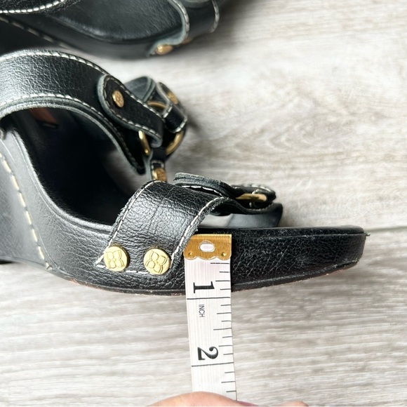 BCBGMAXAZRIA Ma-dara Black Buffalo Wedge Sandals  All Leather - Picture 13 of 16